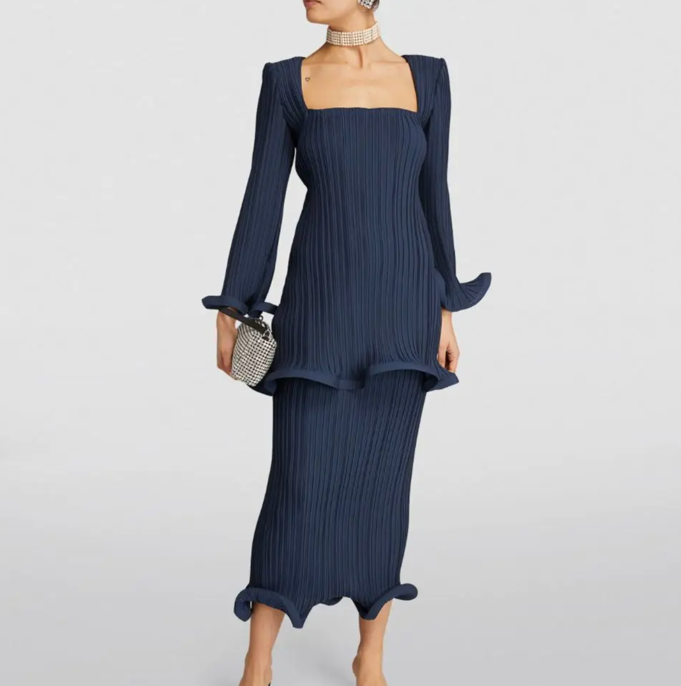 Rowen Rose Georgette Pleated Mini Dress