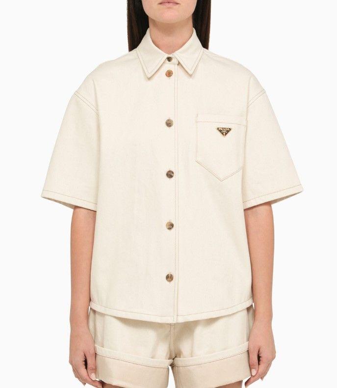 Cream Canvas Short Sleeve Shirt