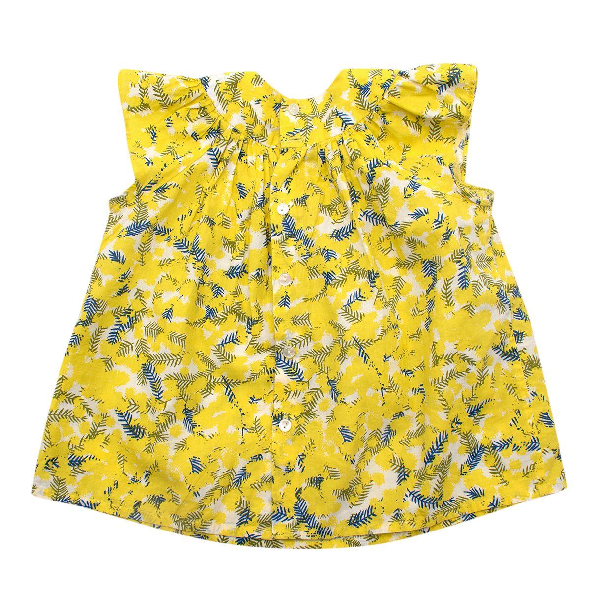 Yellow Mimosa Print Cotton Blouse