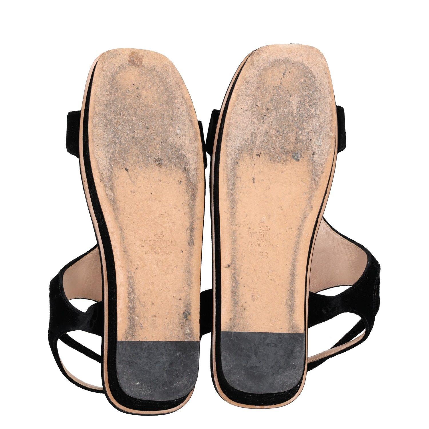 Valentino Black Velvet Platform Sandals