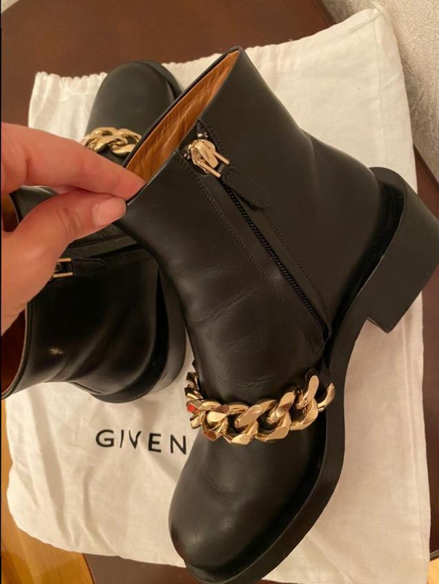 Givenchy Black Leather Chain Draped Boots