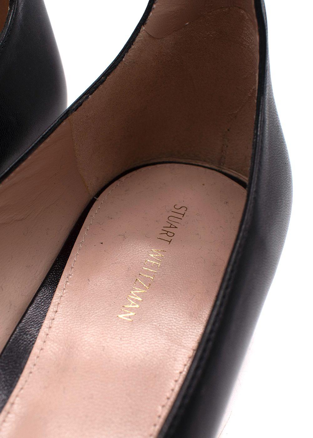 Stuart Weitzman Black Round Toe Ankle Strap Pumps