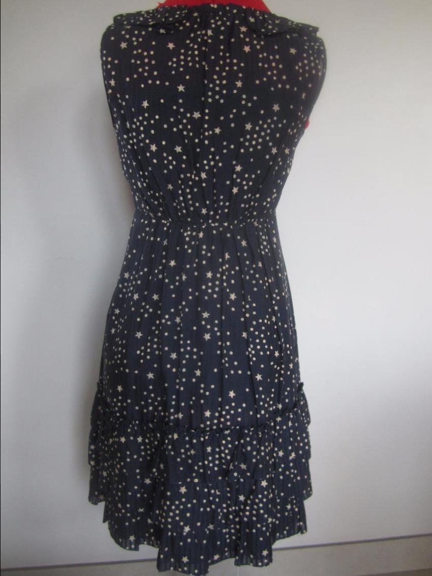 Marc by Marc Jacobs Blue White Star Print Ruffle Detail Dress