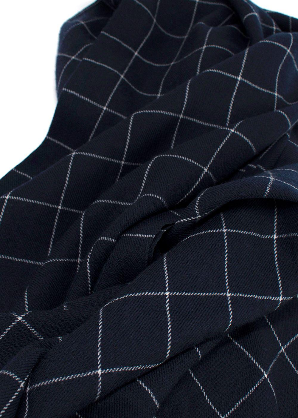 Bespoke Navy Check Cashmere Blend Scarf