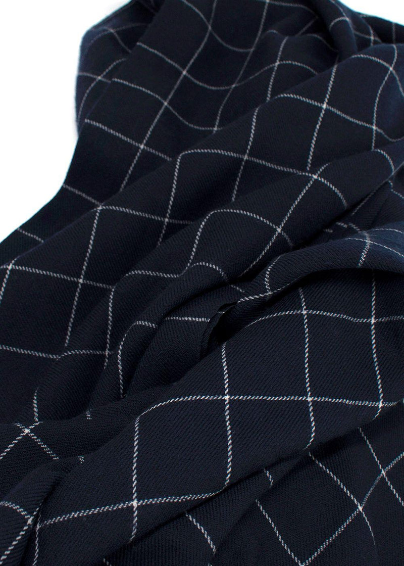 Bespoke Navy Check Cashmere Blend Scarf