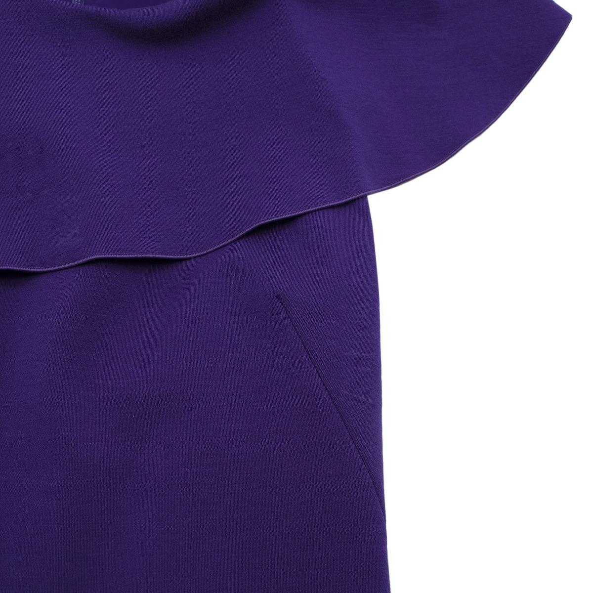 Alexander McQueen Violet Wool Jersey Frill Hem Dress