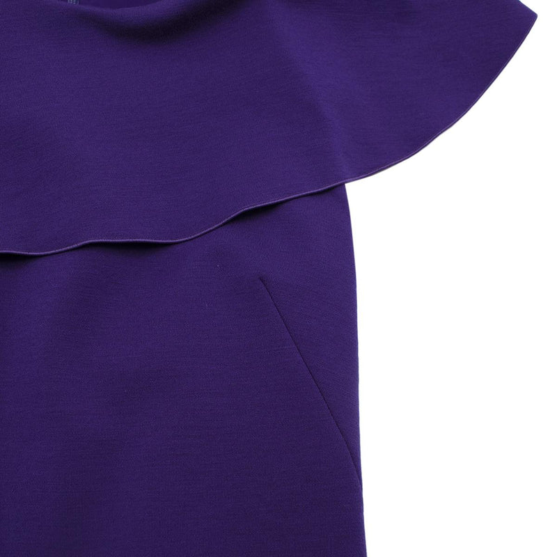 Alexander McQueen Violet Wool Jersey Frill Hem Dress