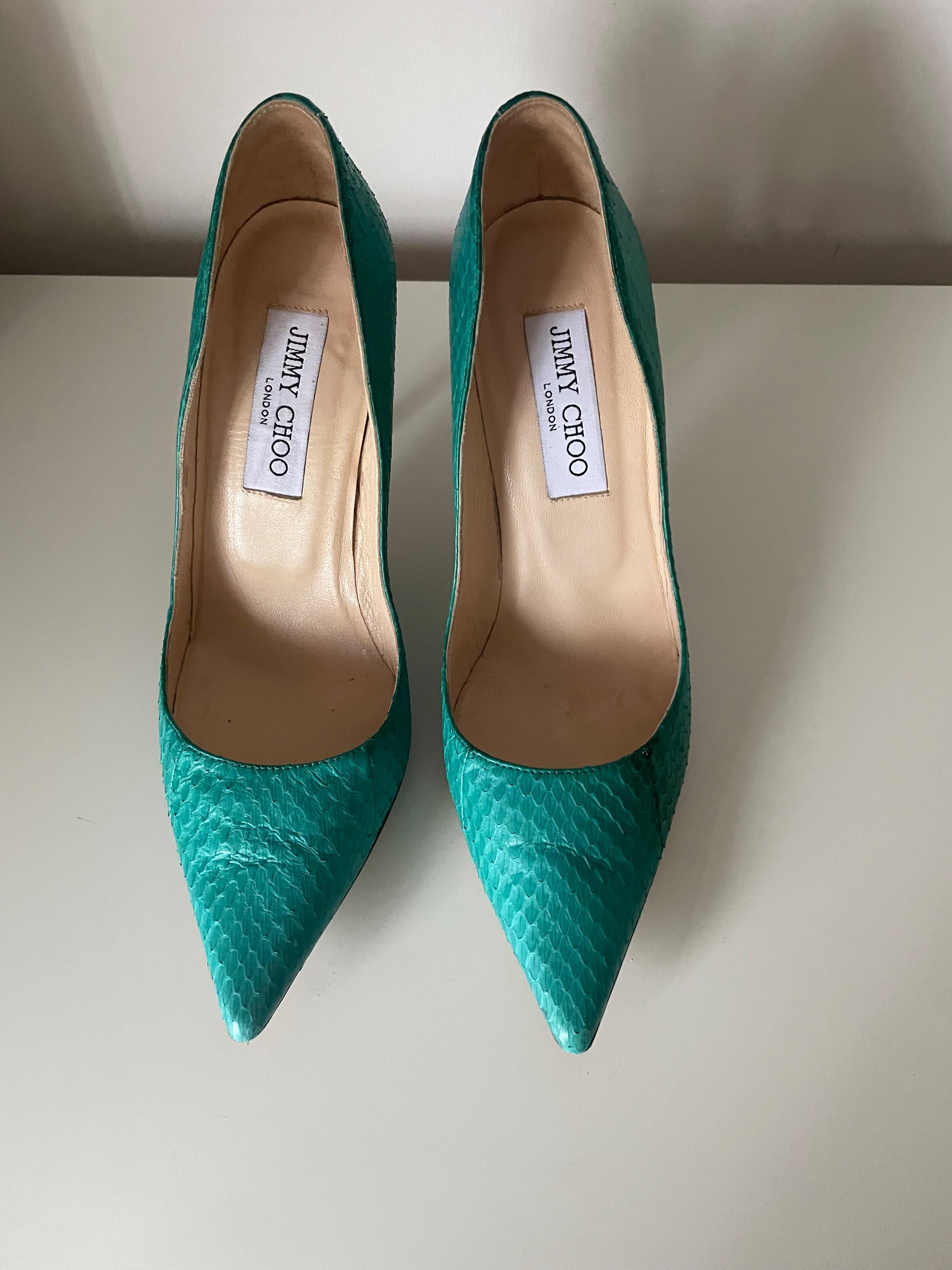 Jimmy Choo Anouk Jade Python Heels