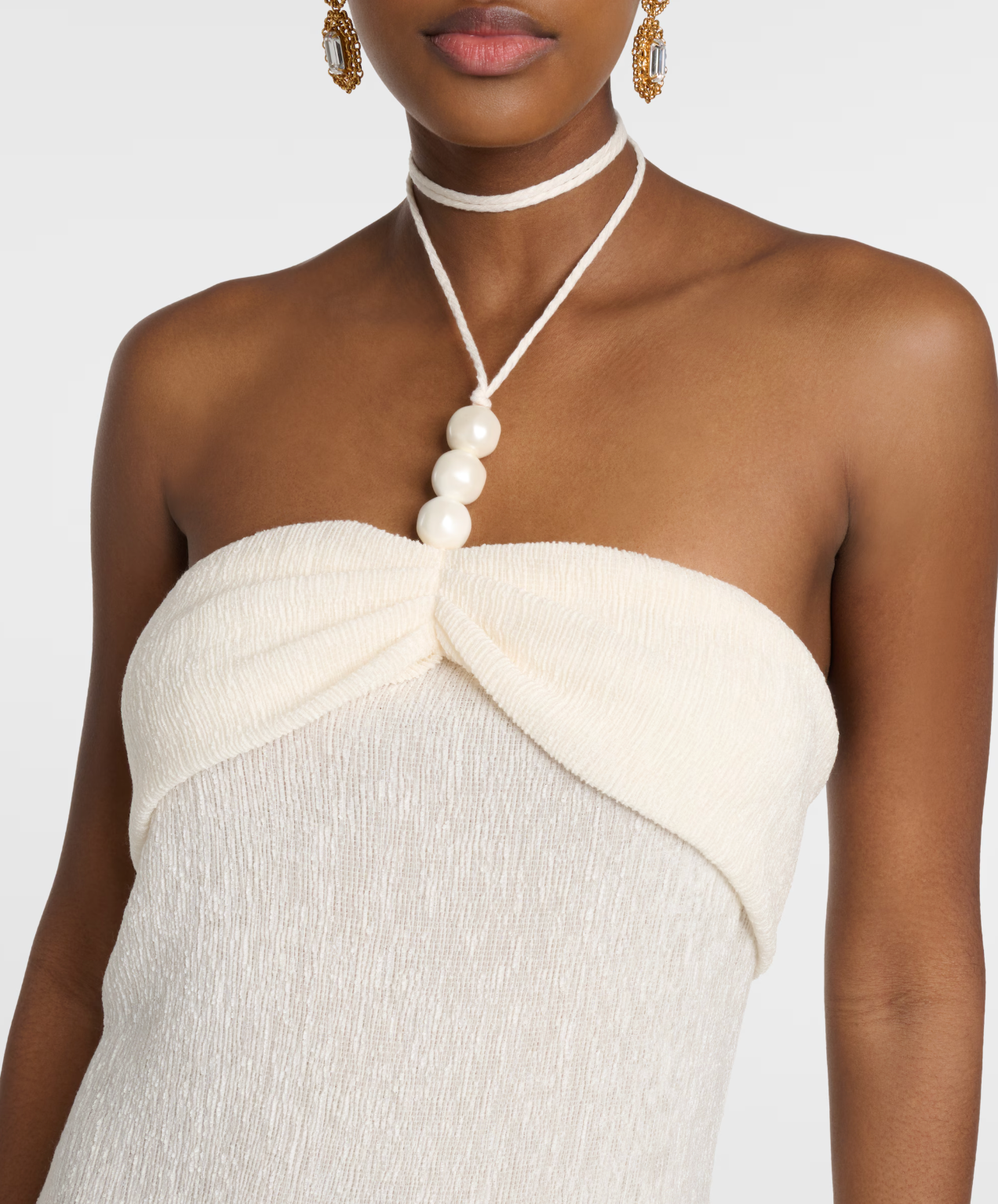 Magda Butrym Pearl-detail Halterneck Midi Dress