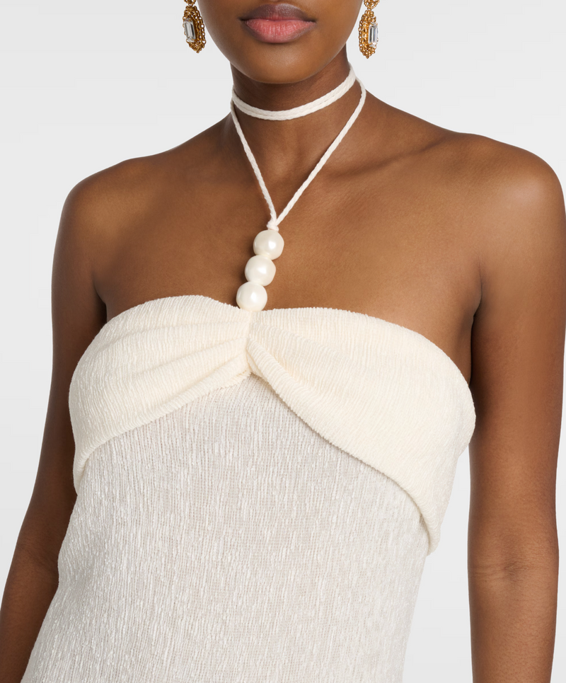 Magda Butrym Pearl-detail Halterneck Midi Dress