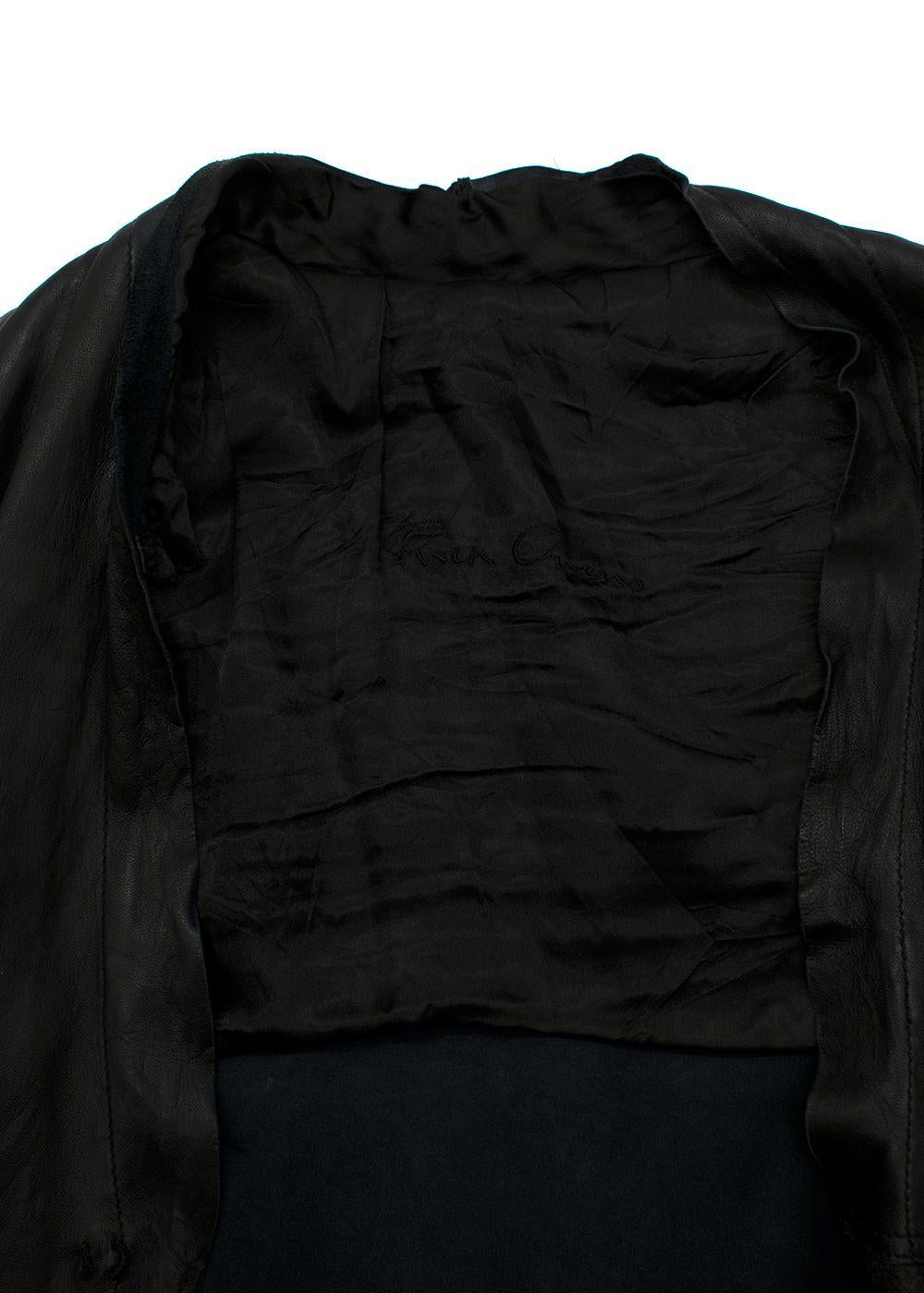 Rick Owens Black Asymmetric Leather Jacket