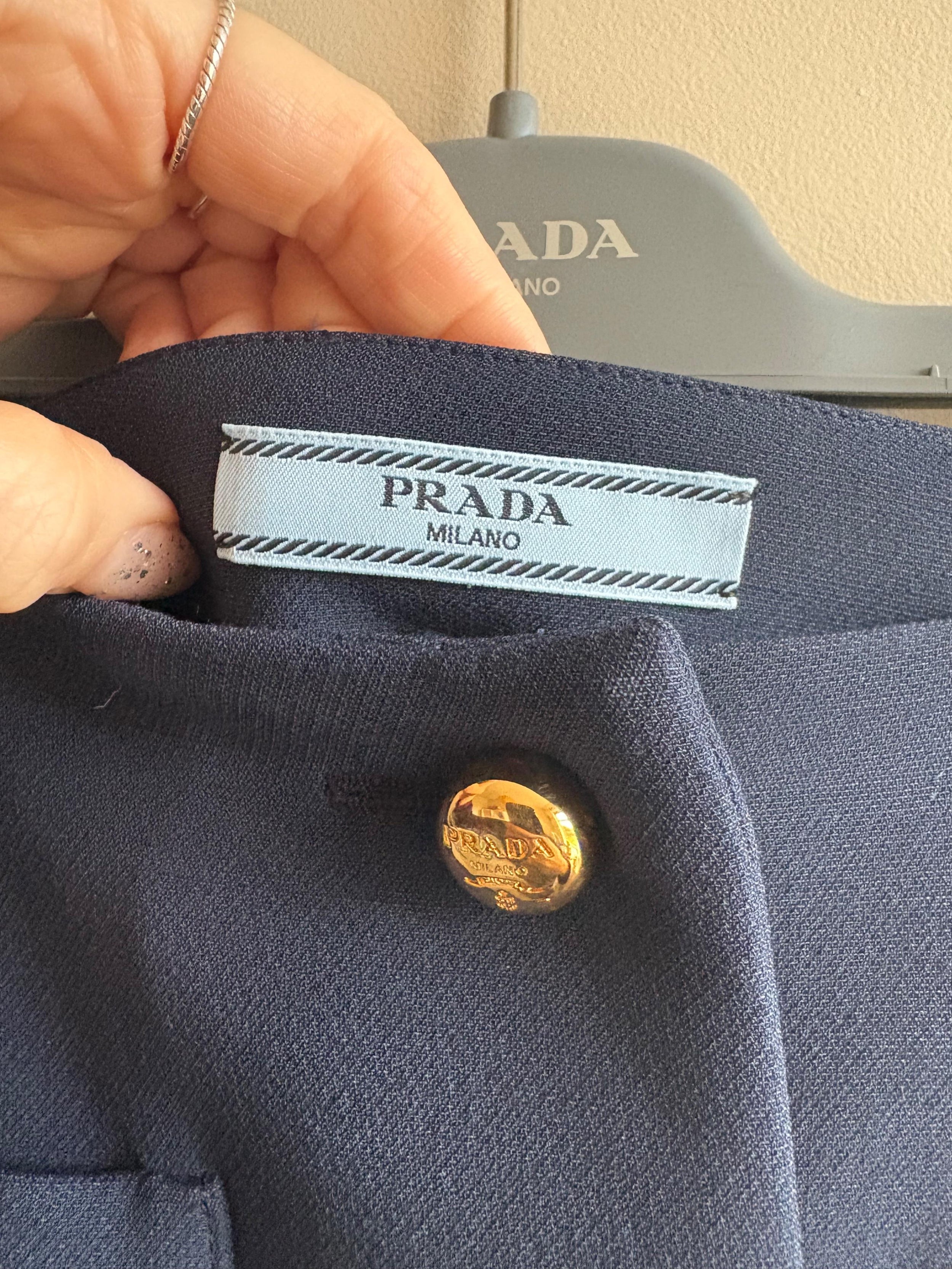 Prada Navy Blue Pocketed Mini Skirt