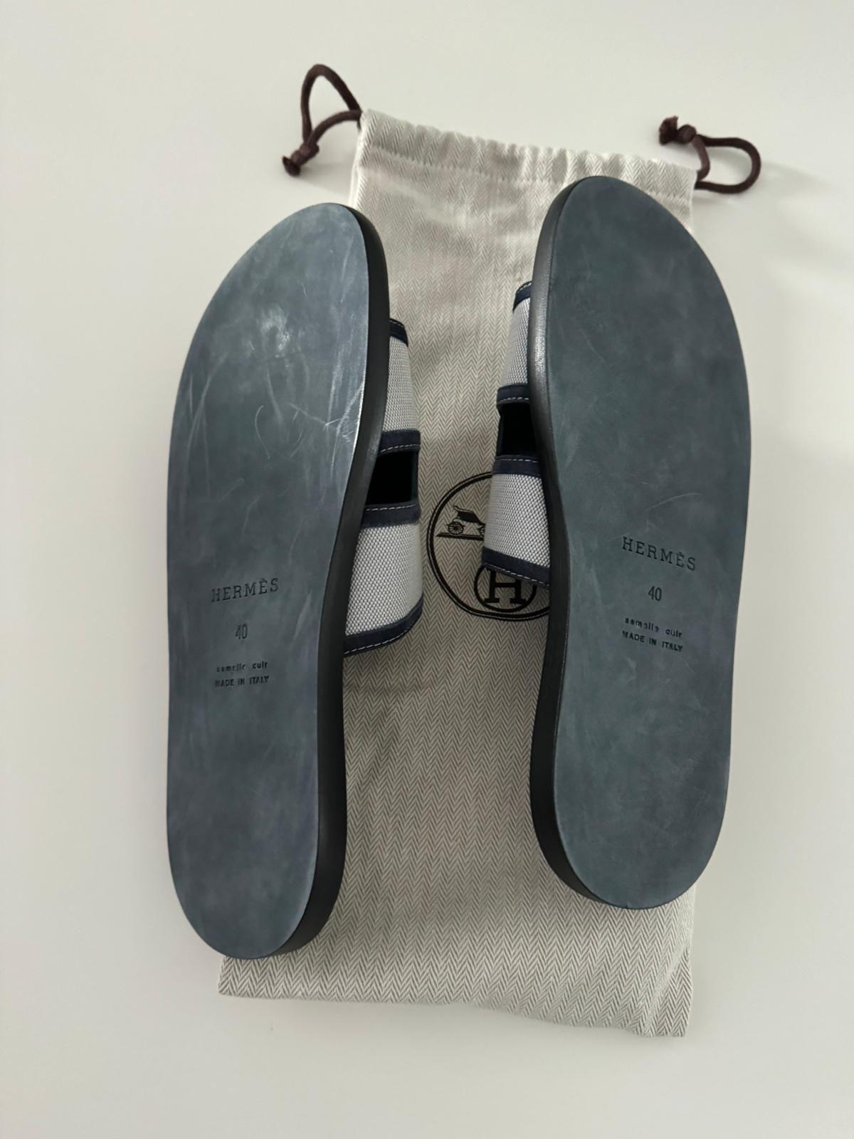 Hermes Suede And Canvas Izmir Sandal