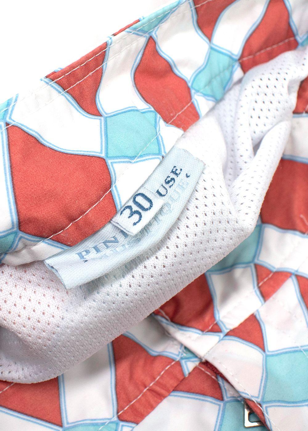 Pink House Mustique White and Orange Tile-print Shorts