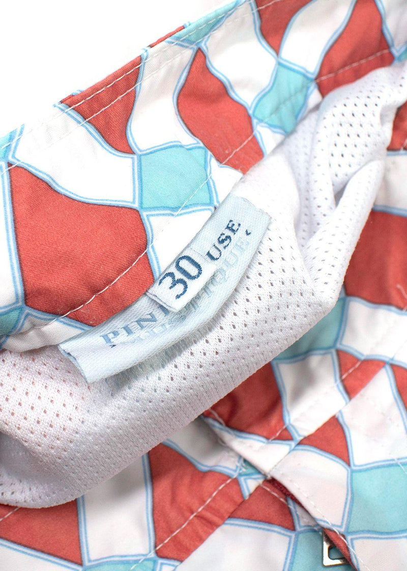 Pink House Mustique White and Orange Tile-print Shorts