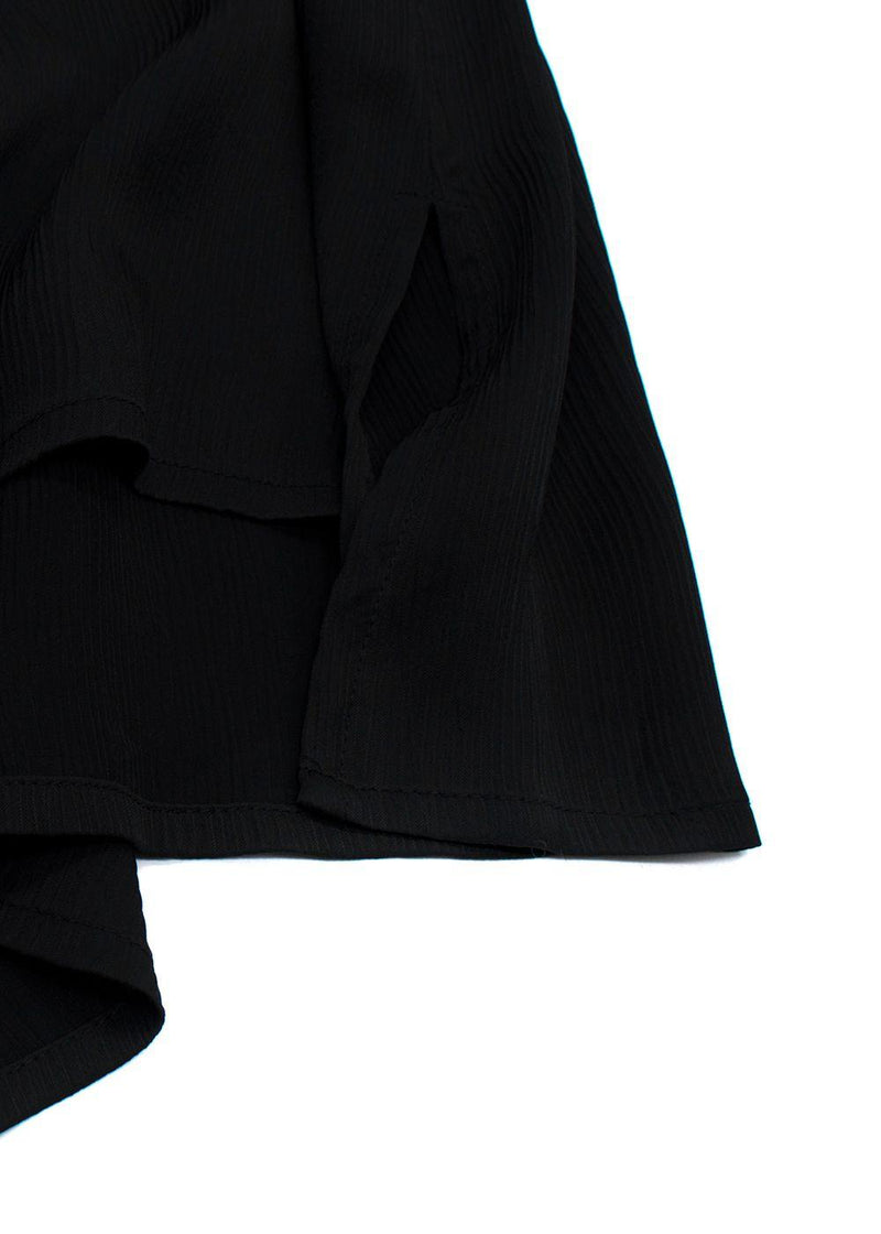 Eileen Fisher Black Textured Cupro Round Neck Top
