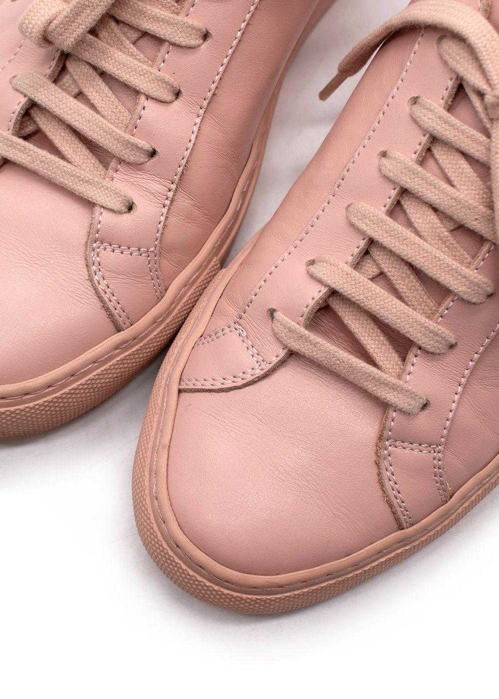 Common Project Pink Leather Low Top Trainers