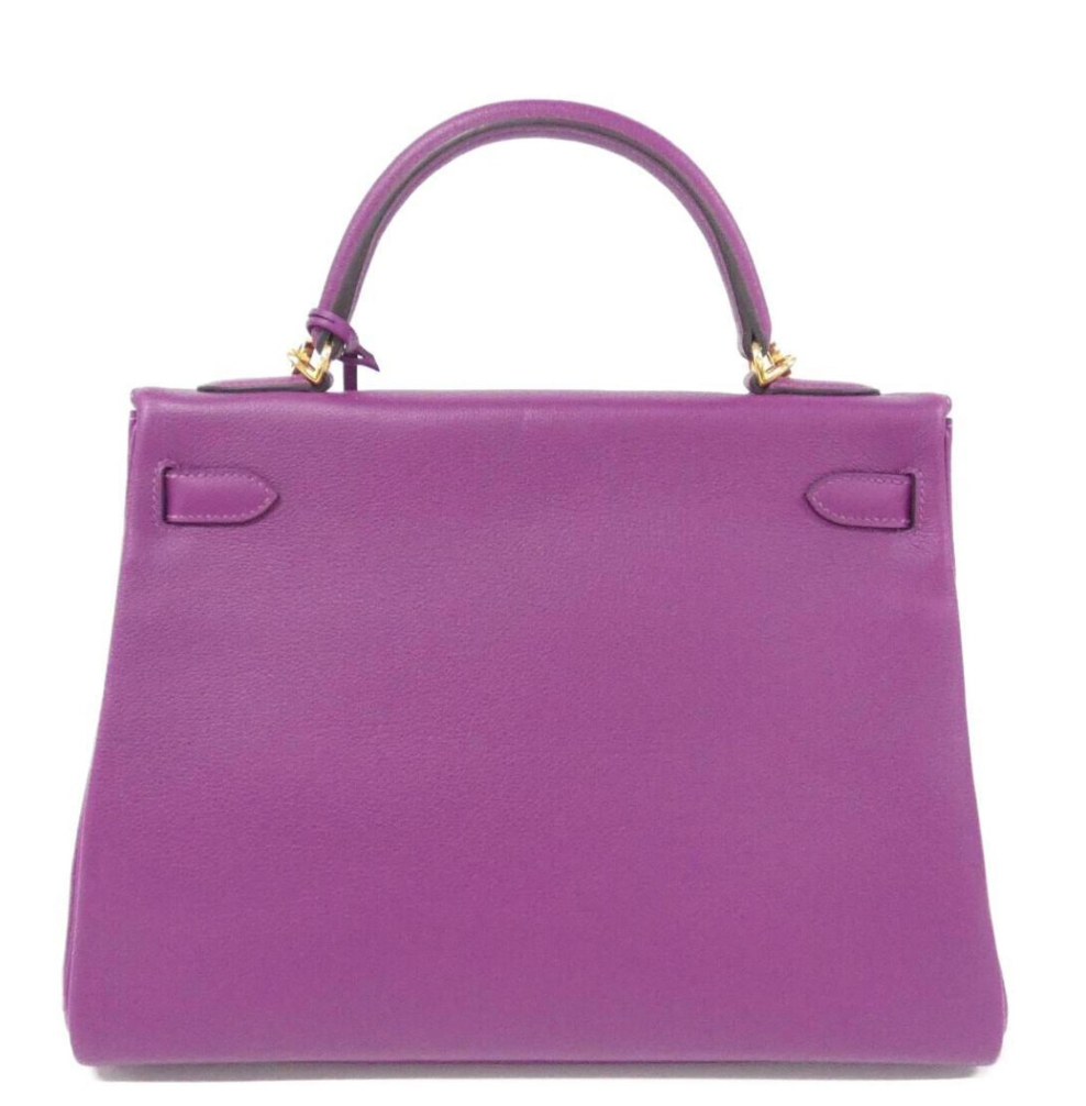 Hermès Purple Kelly 32 With Gold Hardware