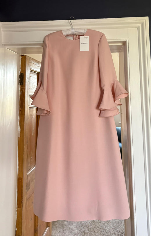 Valentino Pink Ruffle Sleeve Swing Dress