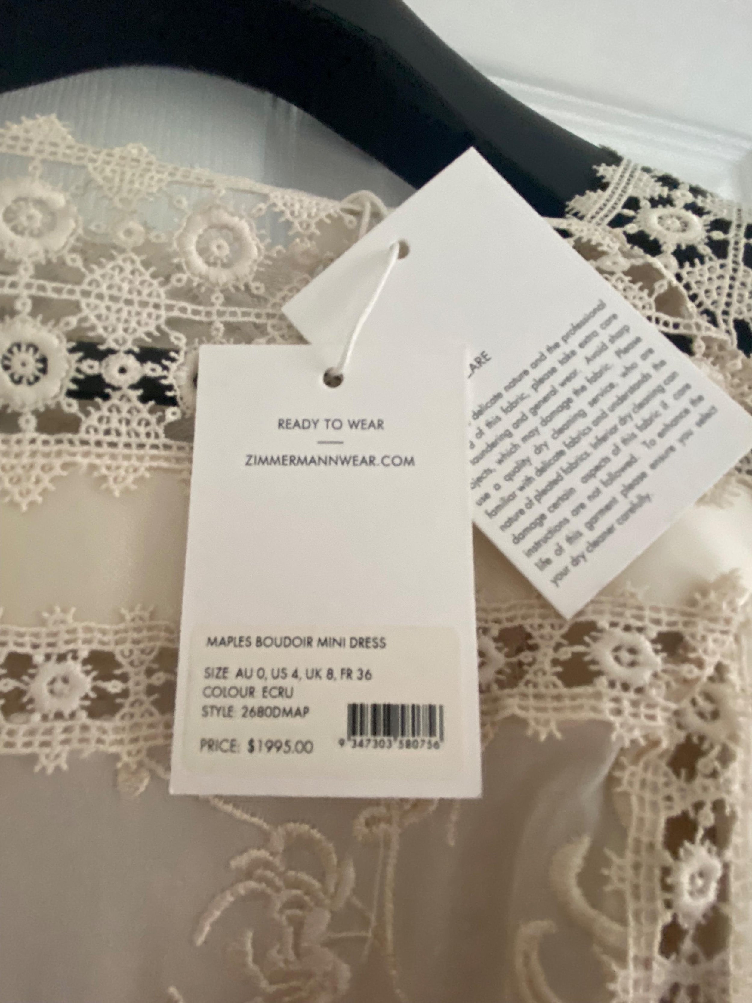 Zimmermann Runway Cream Maples Boudoir Mini Dress