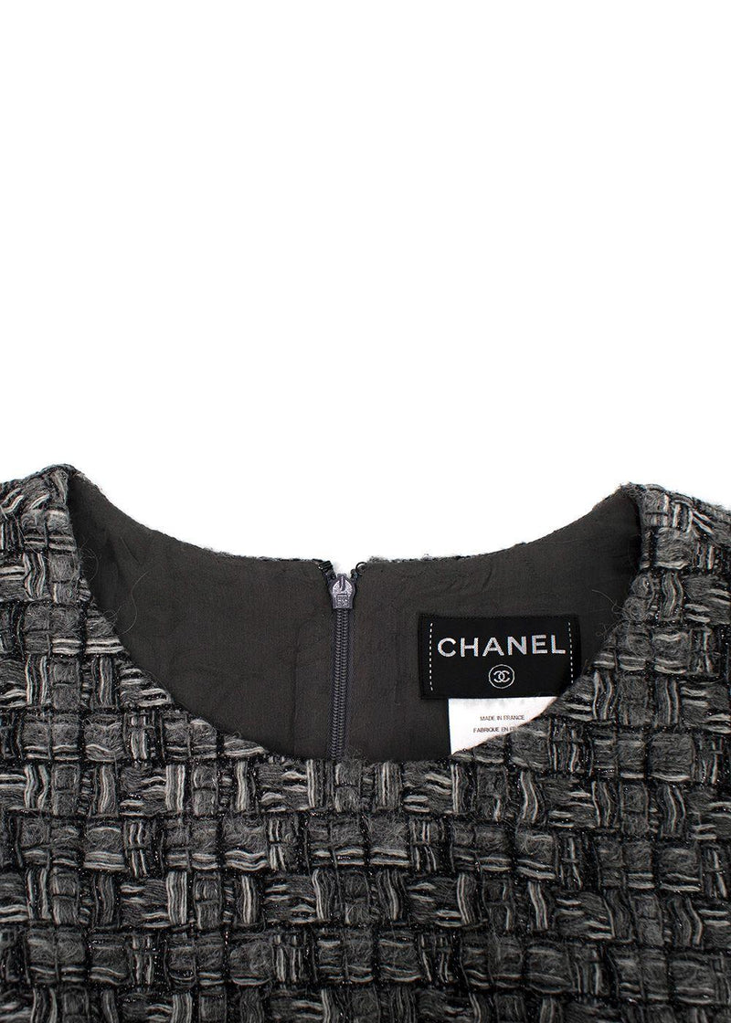 Chanel Grey Tweed Sleeveless Shift Dress