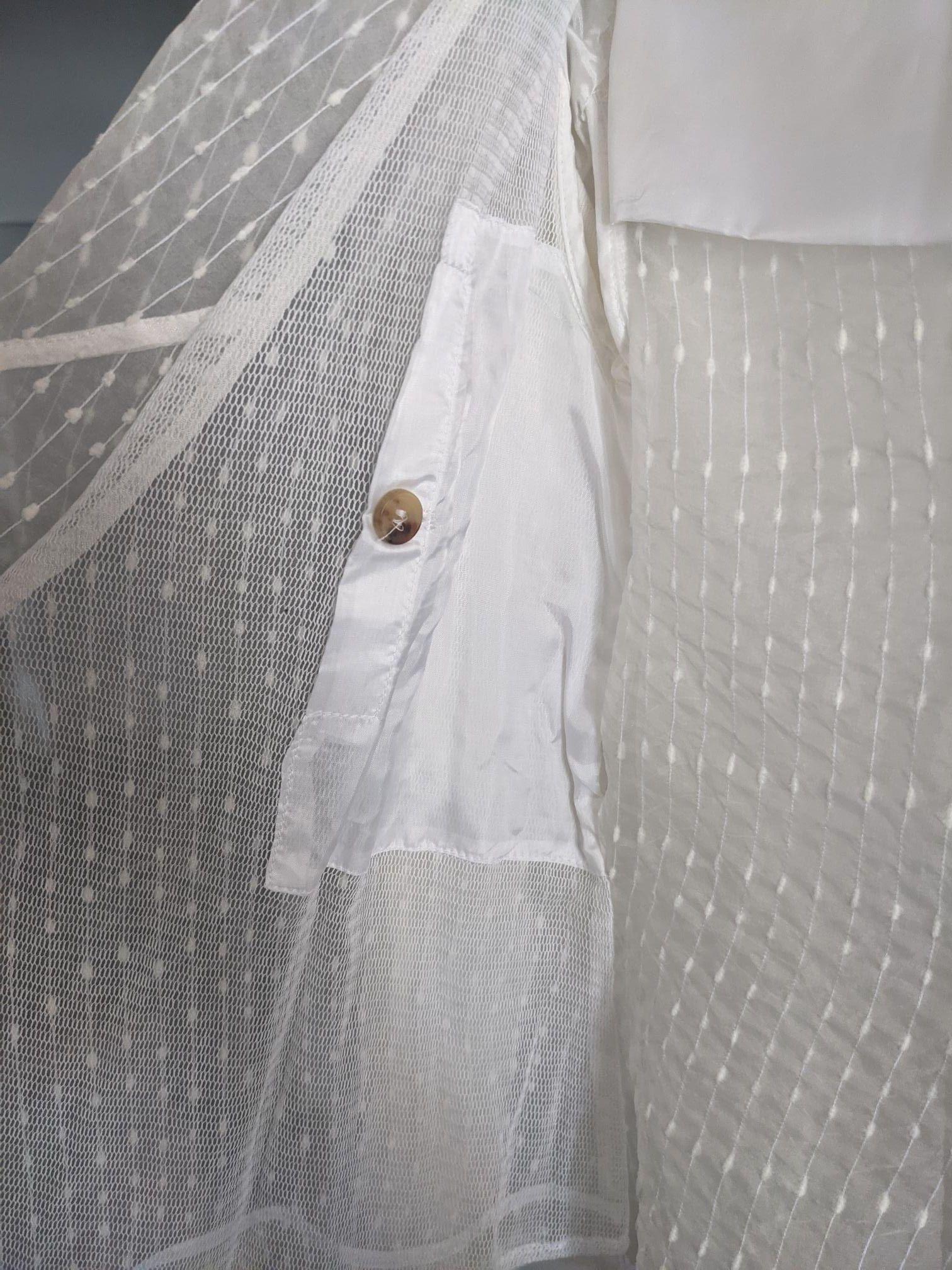 White organza embroidered draped jacket