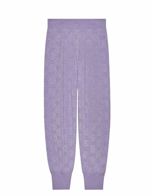 Gucci Lilac Metallic Cuffed Monogram Sweatpants