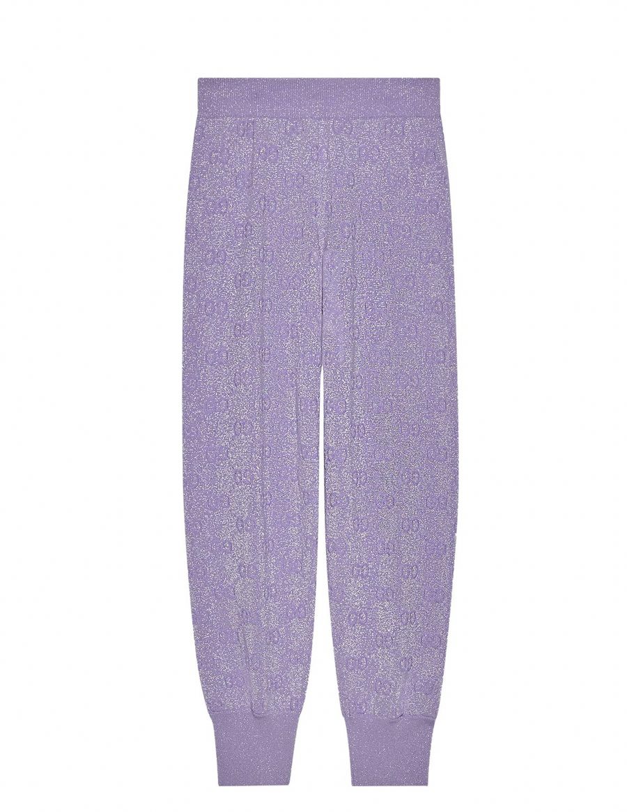 Gucci Lilac Metallic Cuffed Monogram Sweatpants