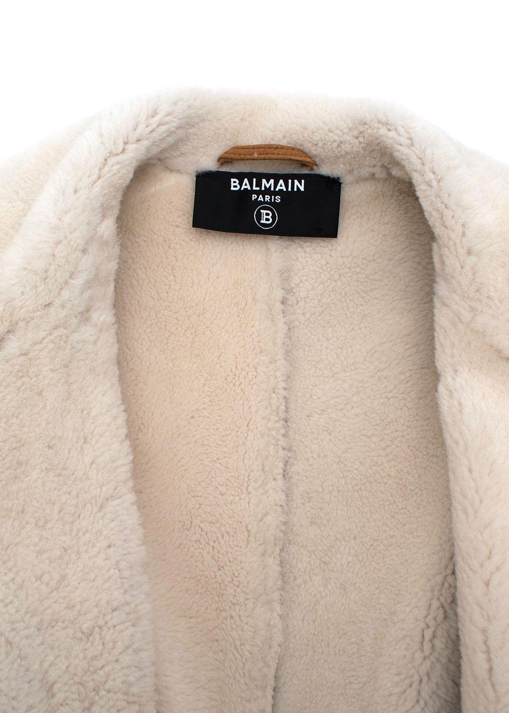 Balmain Oversize Shearling and Suede Coat