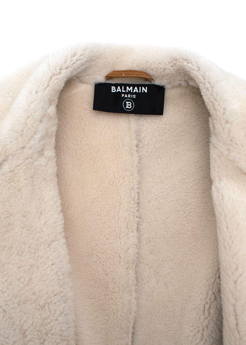 Balmain Oversize Shearling and Suede Coat