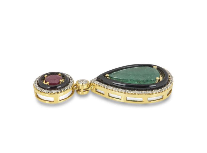 Bespoke Yellow Gold Multi-Gem & Diamond Pendant