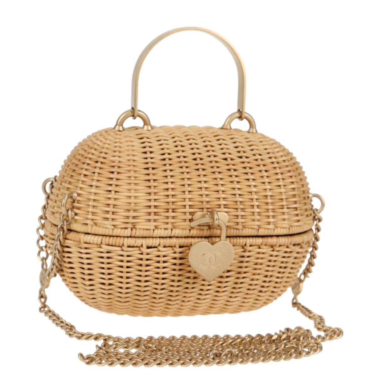 Chanel Heart Padlock Wicker Bag