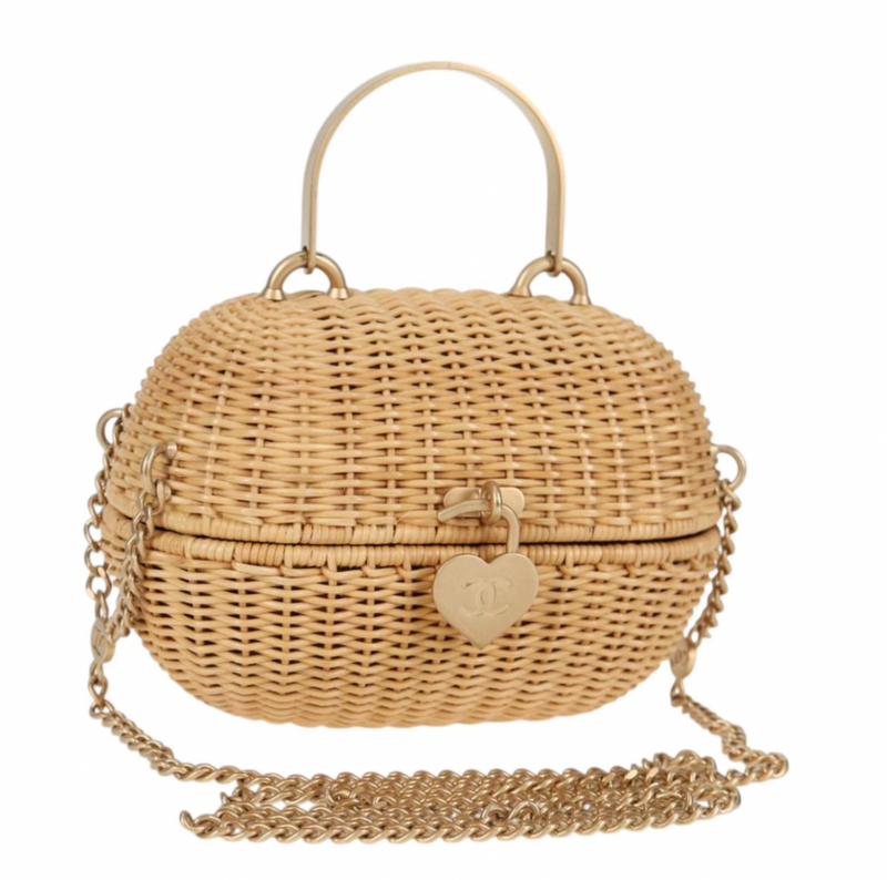 Chanel Heart Padlock Wicker Bag