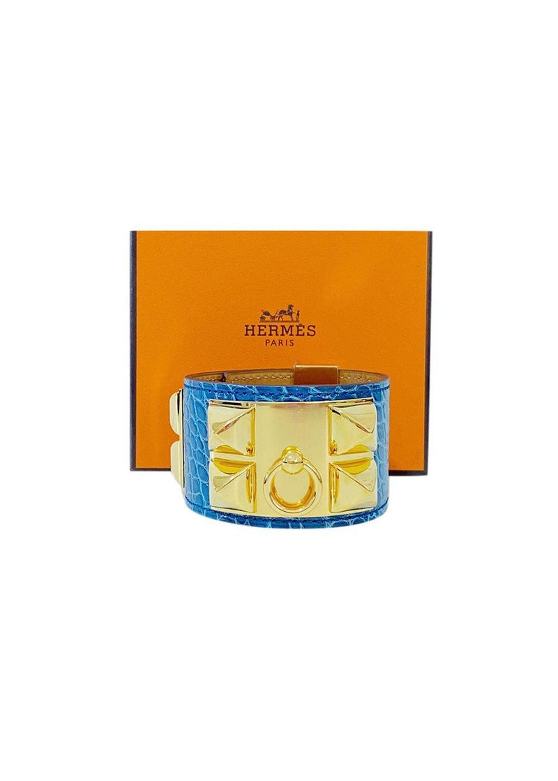 Blue Alligator Collier de Chien CDC Bracelet GHW Small