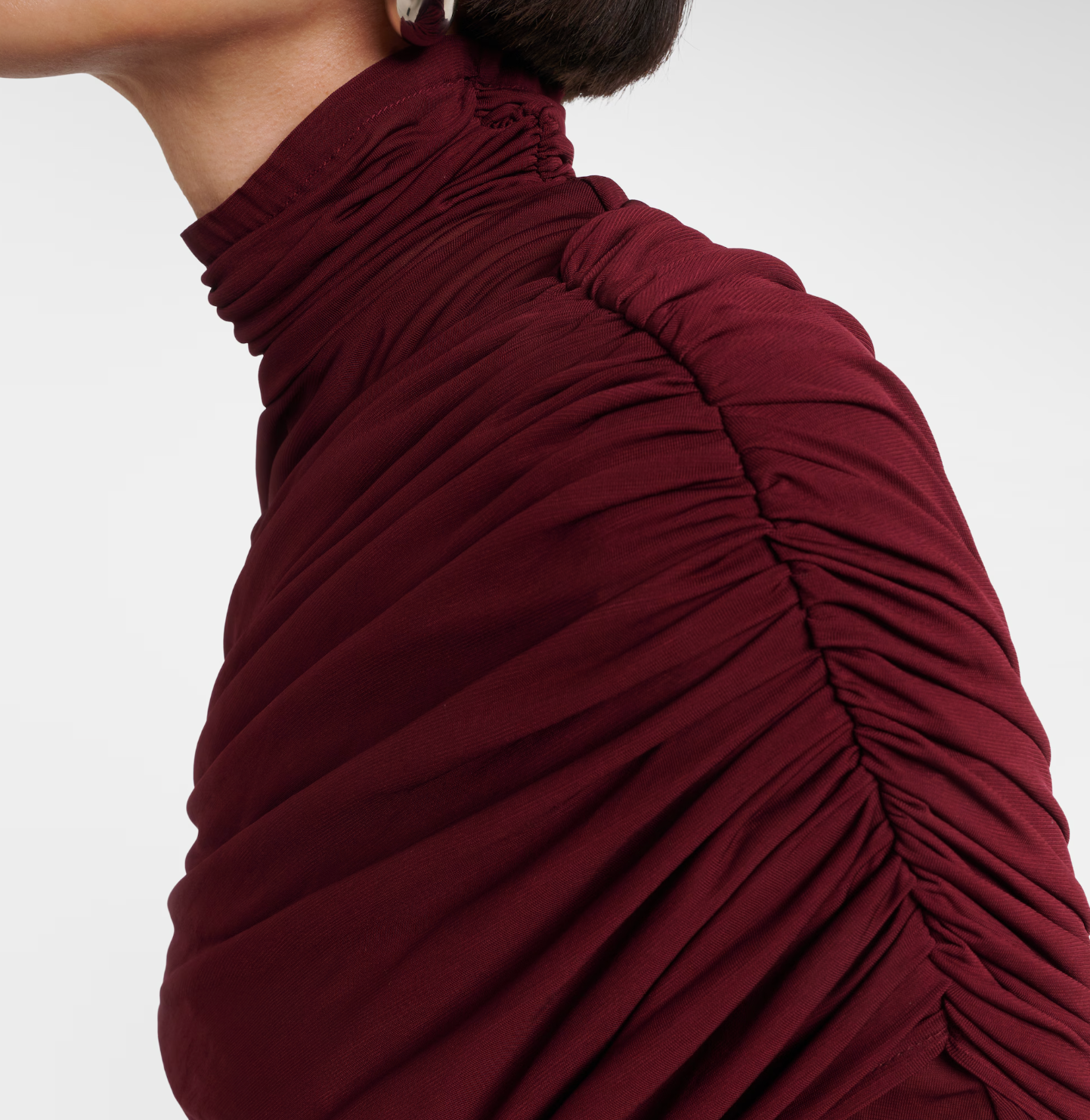 Mugler Sheer Ruched Midi Dress