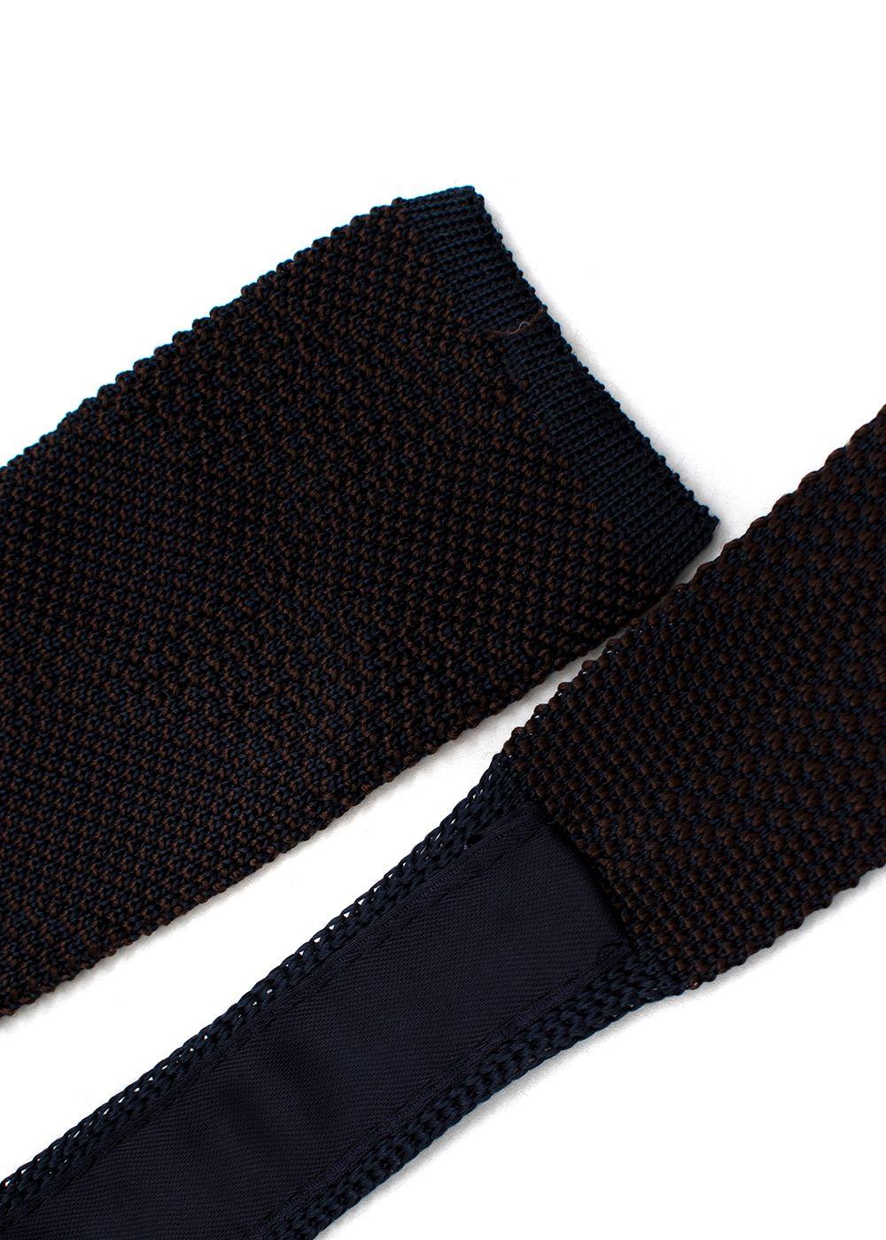 Fiorio Milano Brown Knitted Stripe Square End Tie