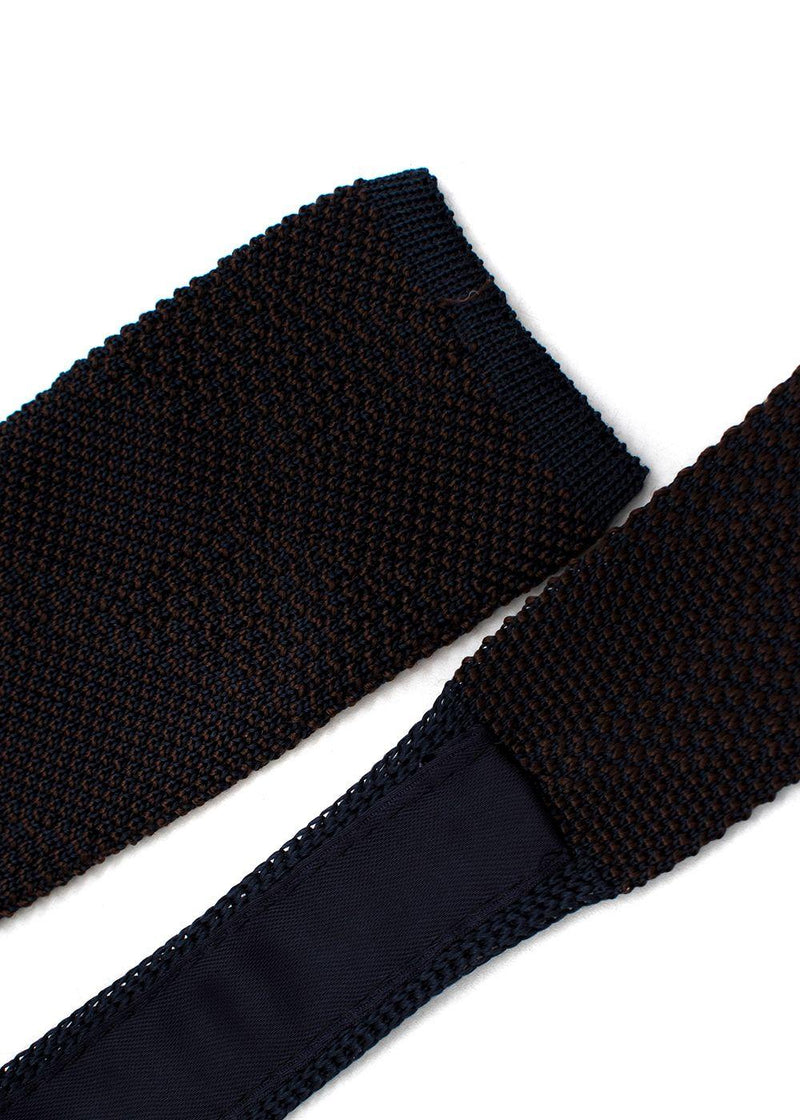 Fiorio Milano Brown Knitted Stripe Square End Tie