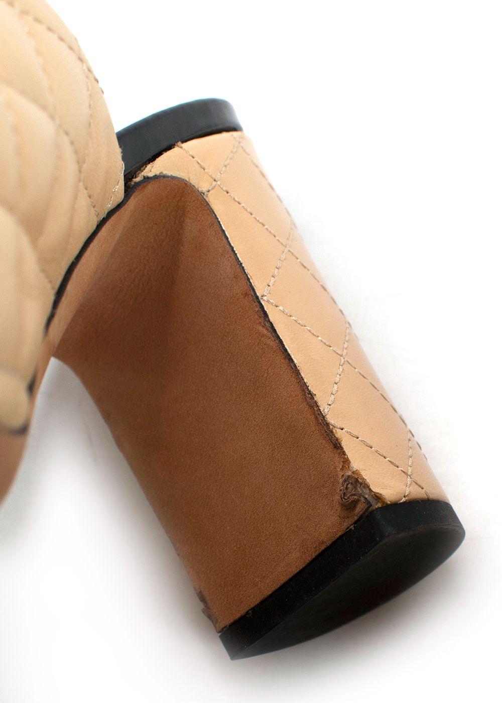 Chanel Beige Quilted Black Patent Cap-toe Mules