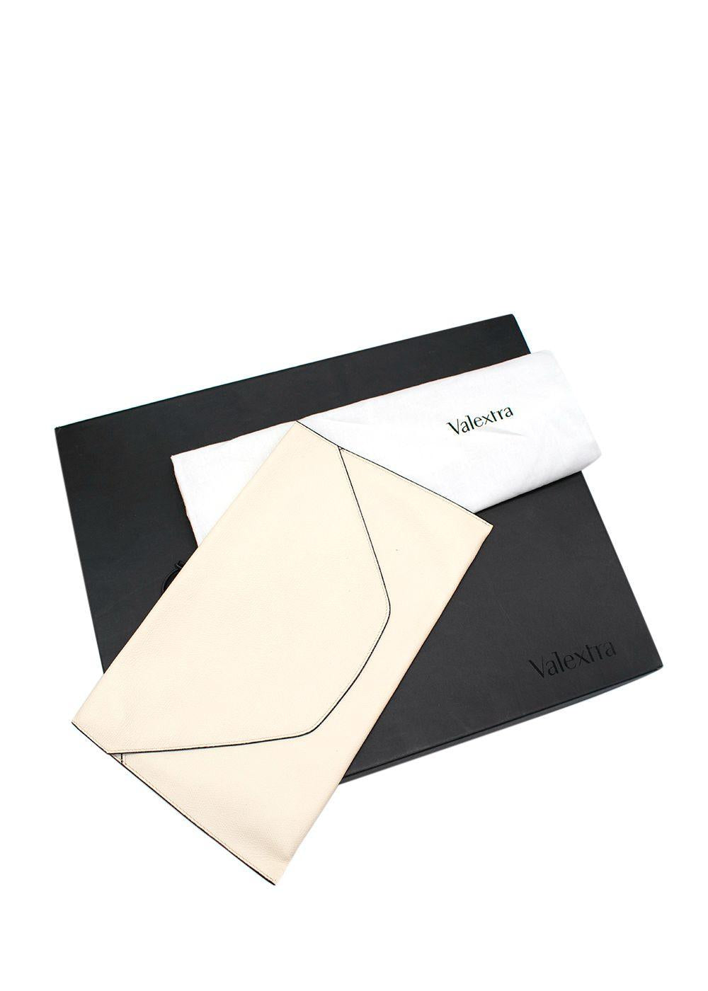 Valextra Cream Leather Envelope Clutch