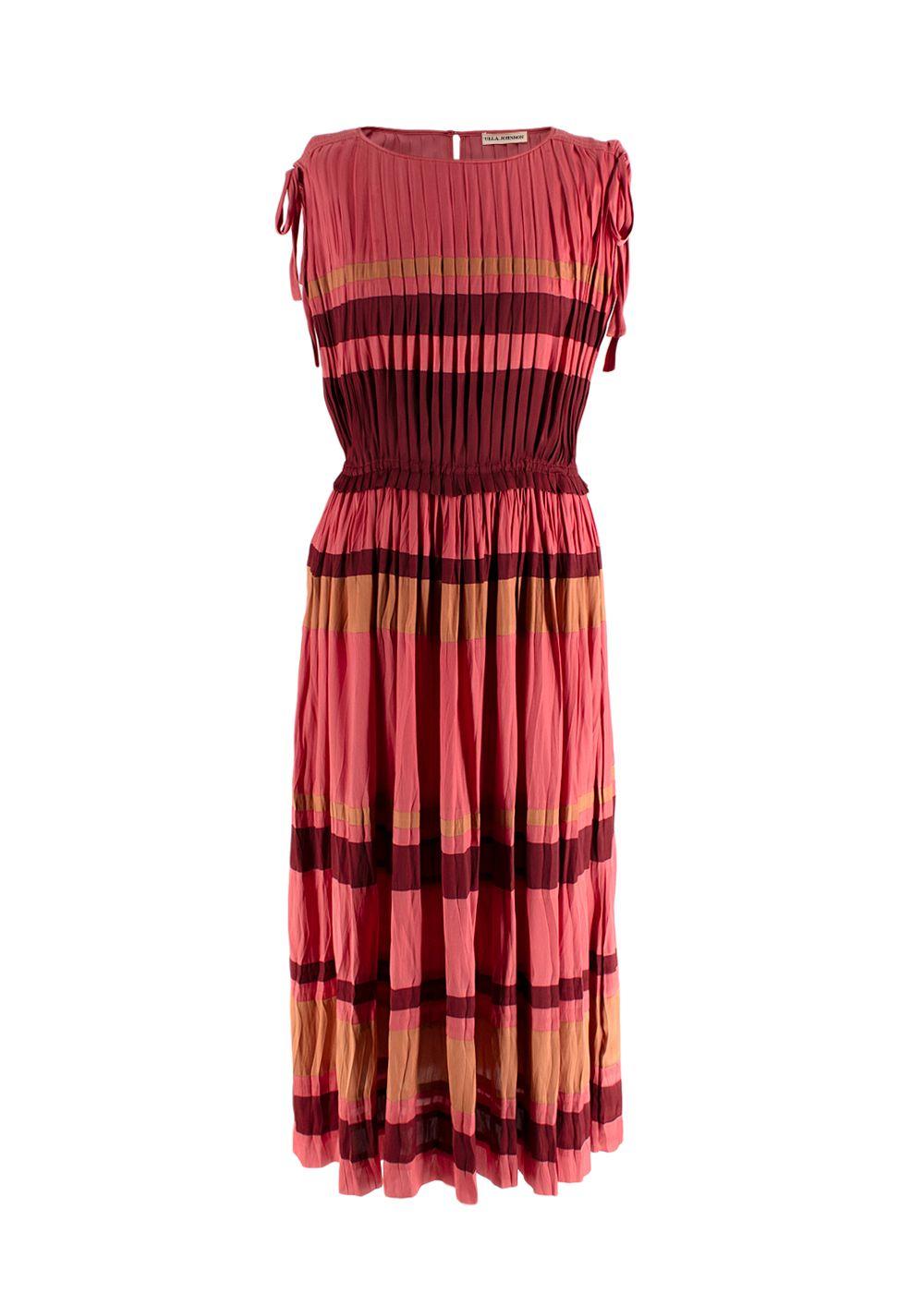 Ulla Johnson Pink Pleated Striped Dress