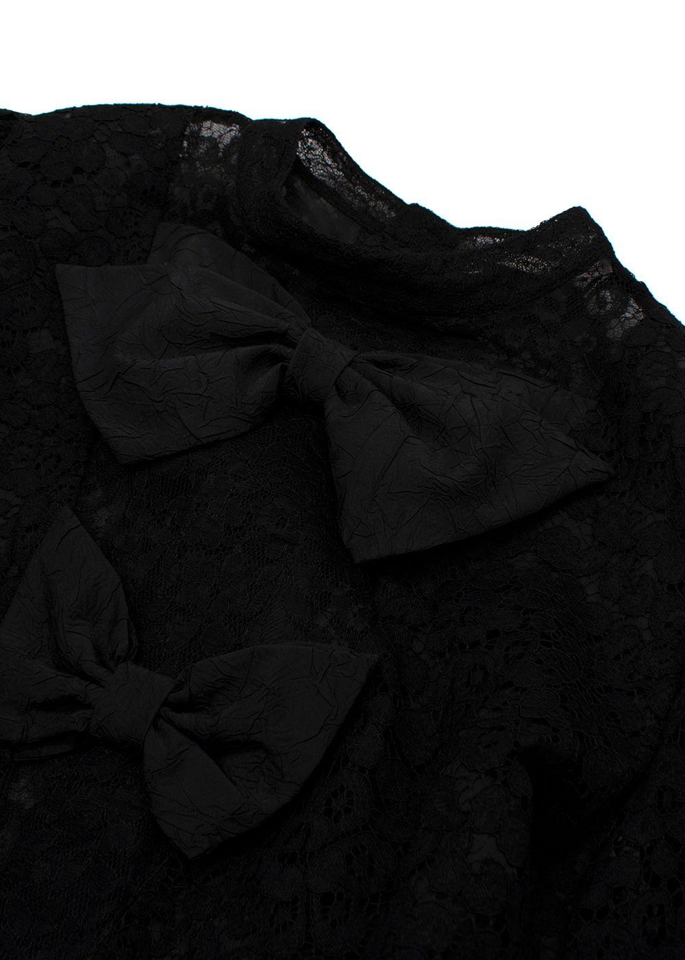 Alessandra Rich Black Lace Bow Mini Dress