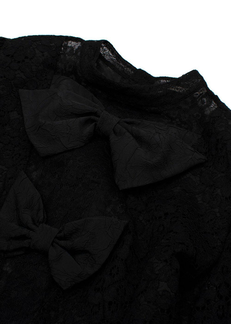 Alessandra Rich Black Lace Bow Mini Dress