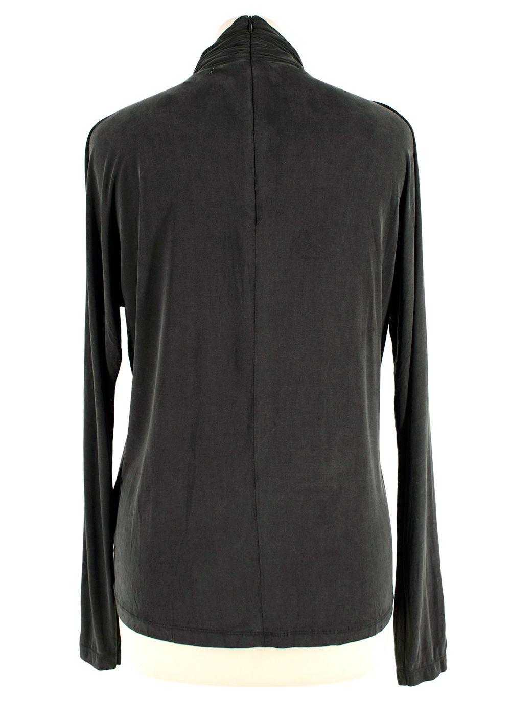 Ganni Charcoal Draped Long Sleeve Top