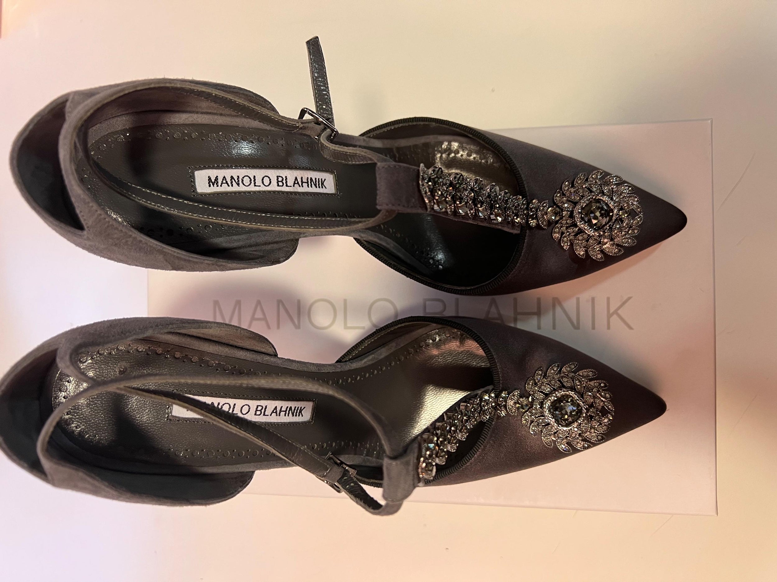 Dove Grey Eridania Crystal Sandals