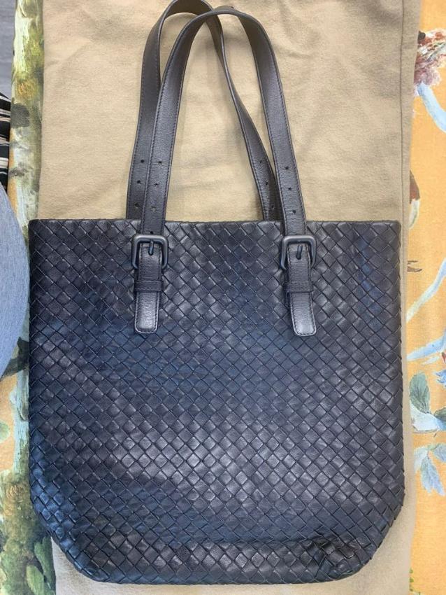 Bottega Veneta Blue Intrecciato Leather Shoulder Bag