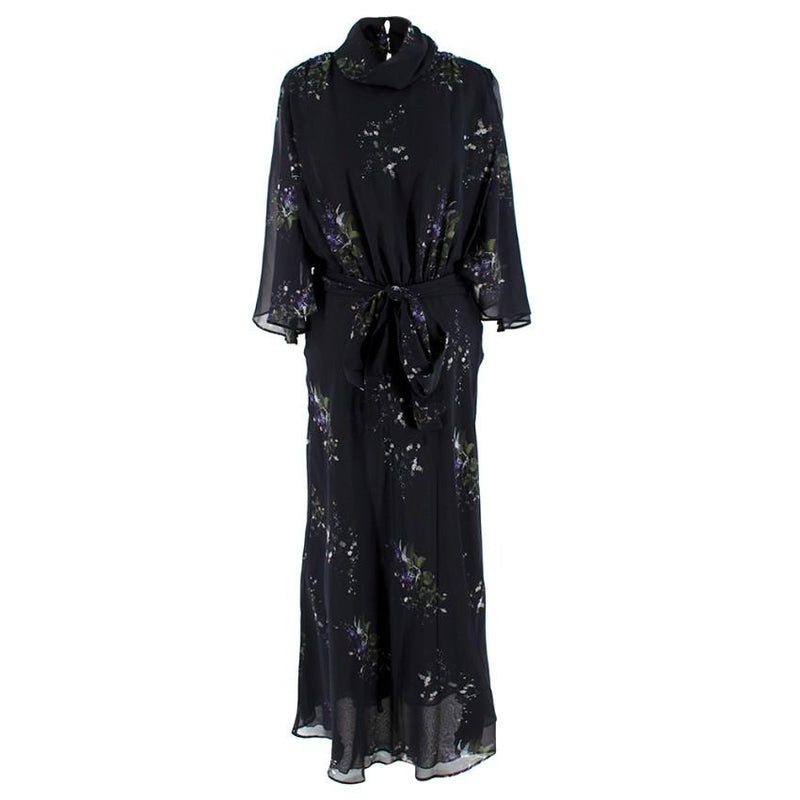 Goop Mari High Neck Flutter Sleeve Mid Length Dress