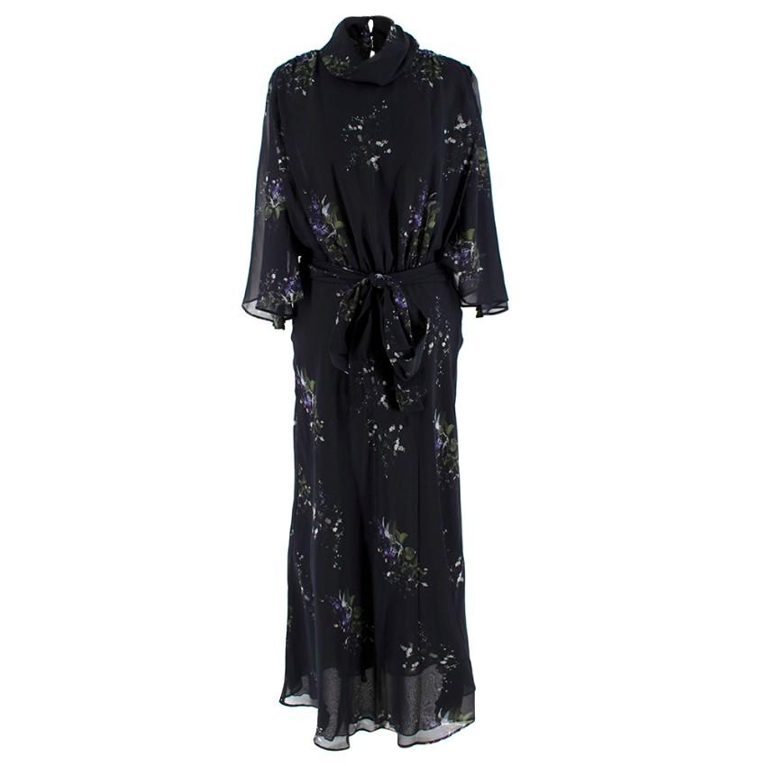 Goop Mari High Neck Flutter Sleeve Mid Length Dress