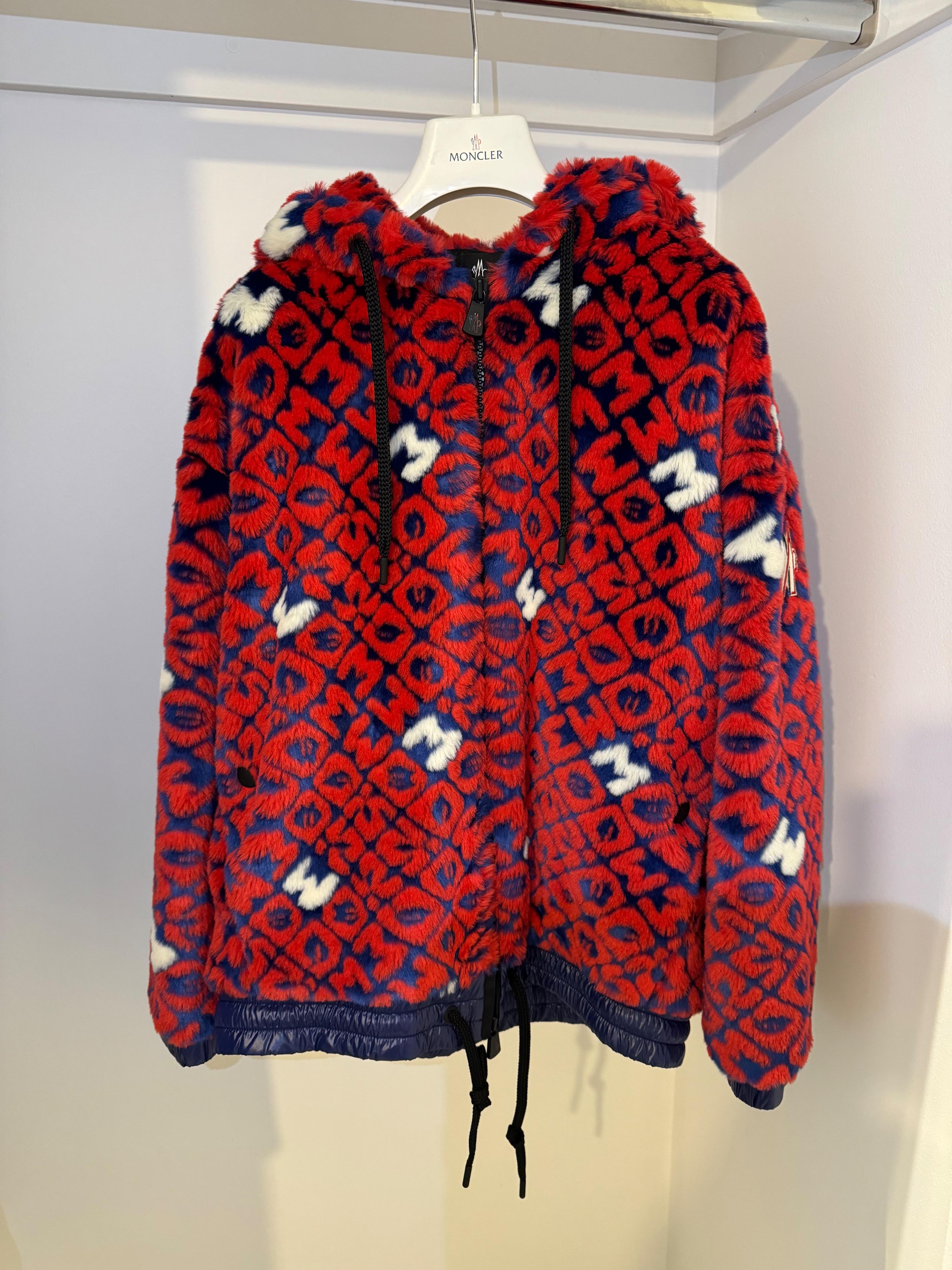 Moncler Red Faux Fur Grenoble Jacket