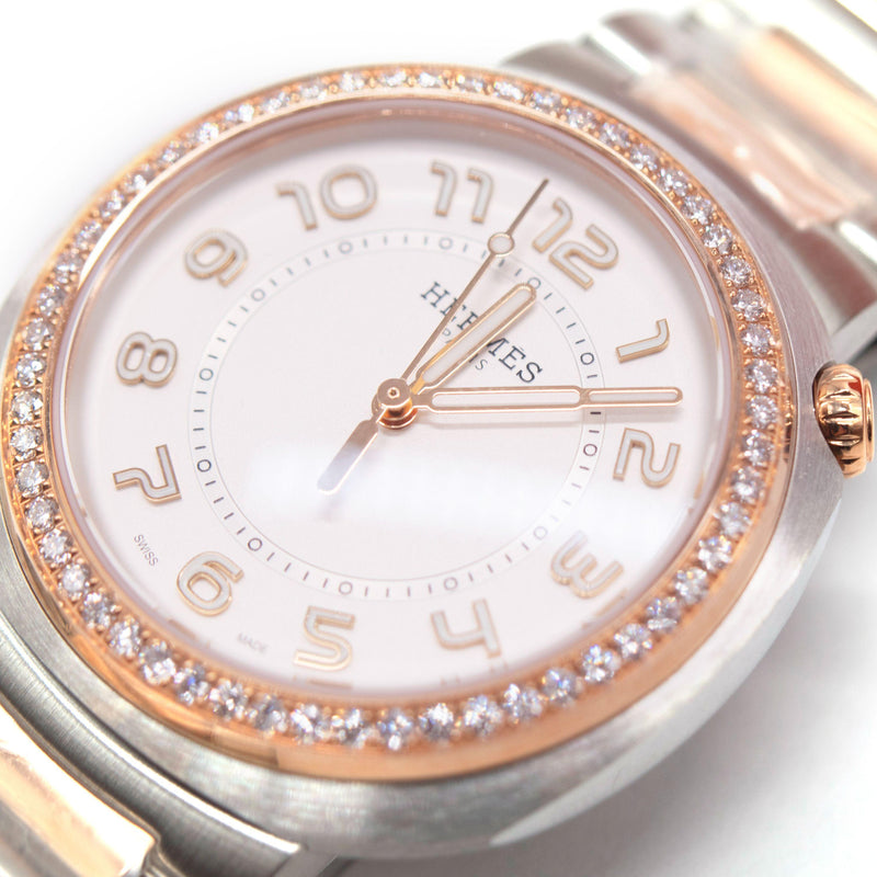 Hermes Large Cut Rose Gold Diamond  Watch 36mm