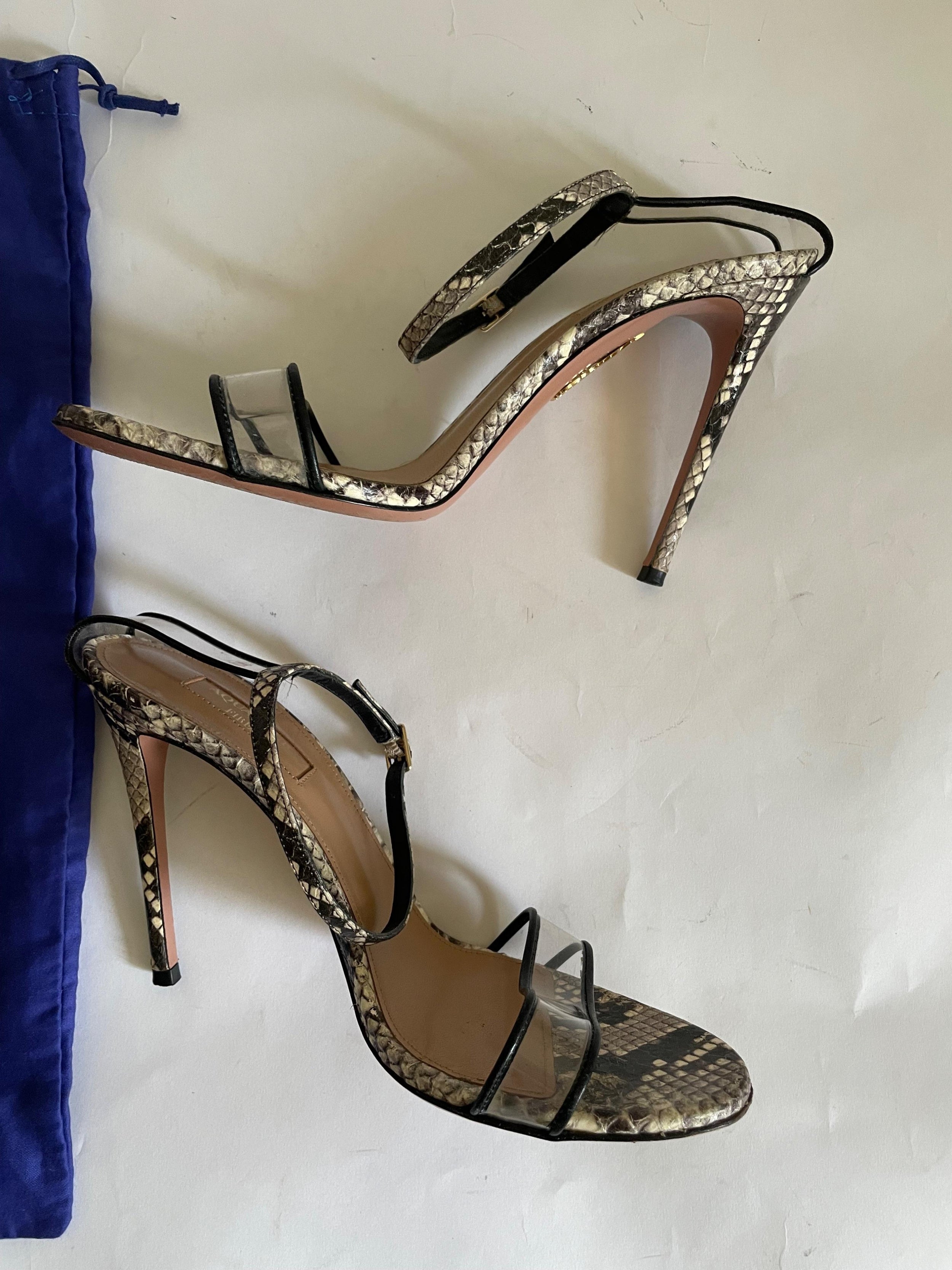 Snake Embossed Leather & PVC Sandals